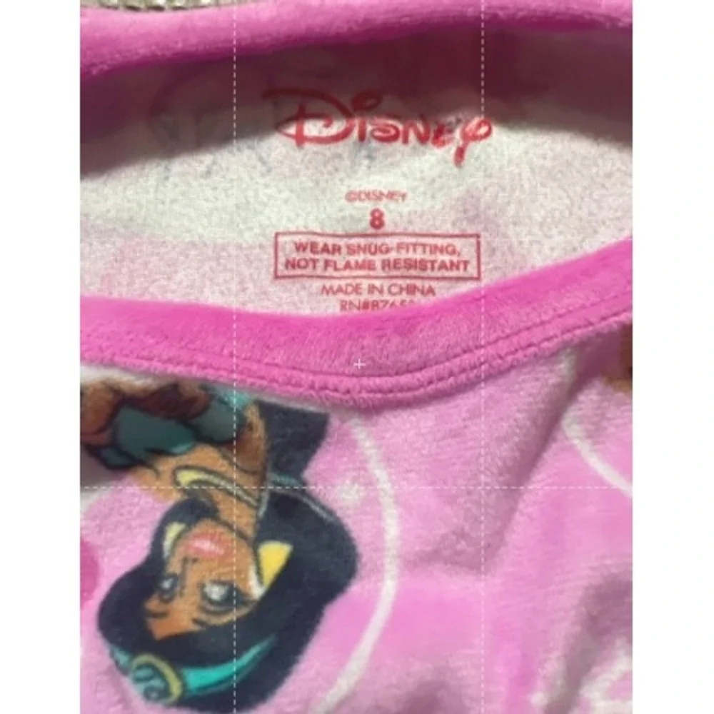 Disney Princess Girls‎ Pink Snow Globe Pajama Set Belle Jasmine Size 8